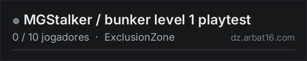 MGStalker / bunker level 1 playtest na lista de servidores de DayZ da AR16