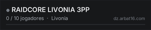 RAIDCORE LIVONIA 3PP na lista de servidores de DayZ da AR16