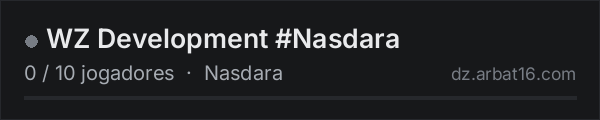 WZ Development #Nasdara na lista de servidores de DayZ da AR16