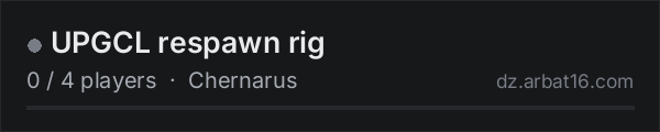 UPGCL respawn rig on the AR16 DayZ server list