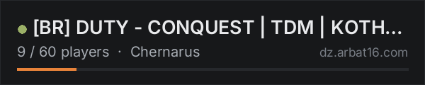 [BR] DUTY - CONQUEST | TDM | KOTH | - 30vs30 on the AR16 DayZ server list