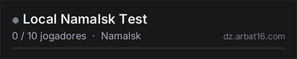 Local Namalsk Test na lista de servidores de DayZ da AR16