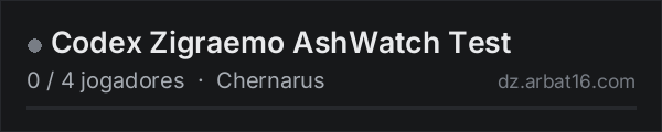 Codex Zigraemo AshWatch Test na lista de servidores de DayZ da AR16