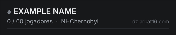 EXAMPLE NAME na lista de servidores de DayZ da AR16
