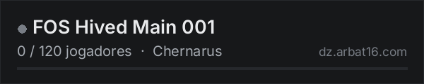 FOS Hived Main 001 na lista de servidores de DayZ da AR16