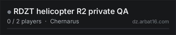 RDZT helicopter R2 private QA on the AR16 DayZ server list