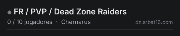 FR / PVP / Dead Zone Raiders na lista de servidores de DayZ da AR16