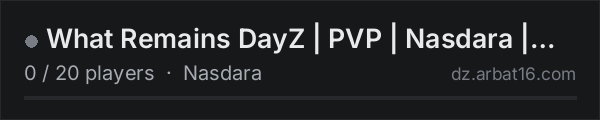 What Remains DayZ | PVP | Nasdara | Loot+ | Modded on the AR16 DayZ server list