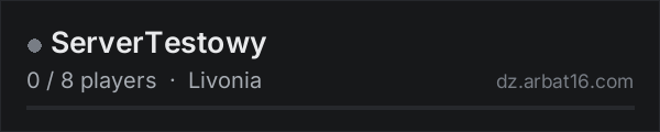 ServerTestowy on the AR16 DayZ server list