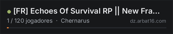 [FR] Echoes Of Survival RP || New Framework RP || Phone || Meti na lista de servidores de DayZ da AR16