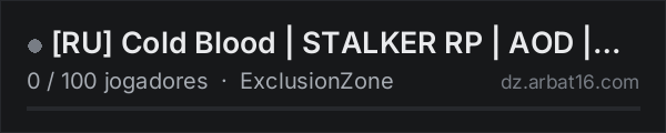RU Cold Blood | STALKER RP | AOD | discord.gg/coldblood na lista de servidores de DayZ da AR16