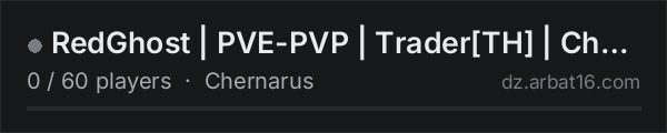 RedGhost | PVE-PVP | Trader[TH] | Chernarus on the AR16 DayZ server list
