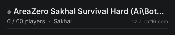 AreaZero Sakhal Survival Hard (Ai\Bots\Helicrash\Endgame+) on the AR16 DayZ server list