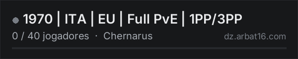 1970 | ITA | EU | Full PvE | 1PP/3PP na lista de servidores de DayZ da AR16