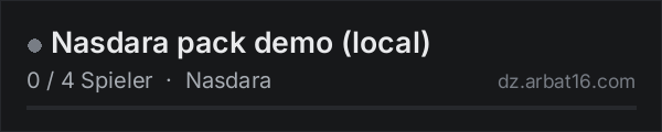 Nasdara pack demo (local) in der DayZ-Serverliste von AR16