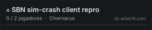 SBN sim-crash client repro na lista de servidores de DayZ da AR16