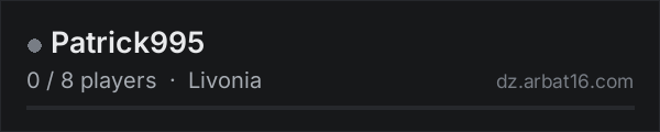 Patrick995 on the AR16 DayZ server list