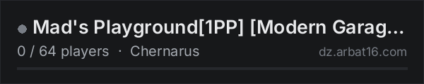 Mad's Playground[1PP] [Modern Garage] [TP APOC Vehicles] [Ai Co on the AR16 DayZ server list
