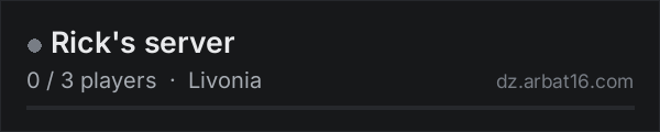 Rick's server on the AR16 DayZ server list