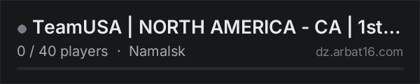 TeamUSA | NORTH AMERICA - CA | 1st Person Only on the AR16 DayZ server list