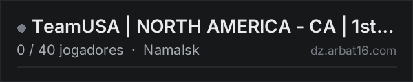 TeamUSA | NORTH AMERICA - CA | 1st Person Only na lista de servidores de DayZ da AR16