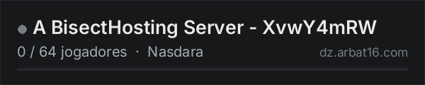 A BisectHosting Server - XvwY4mRW na lista de servidores de DayZ da AR16