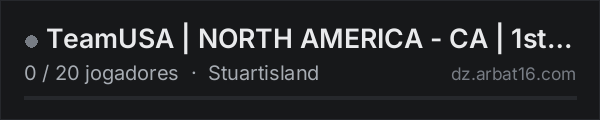 TeamUSA | NORTH AMERICA - CA | 1st Person Only na lista de servidores de DayZ da AR16