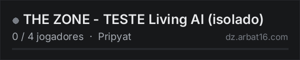 THE ZONE - TESTE Living AI (isolado) na lista de servidores de DayZ da AR16