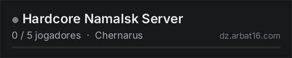 Hardcore Namalsk Server na lista de servidores de DayZ da AR16