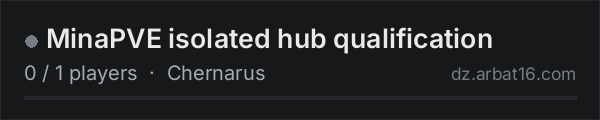 MinaPVE isolated hub qualification on the AR16 DayZ server list