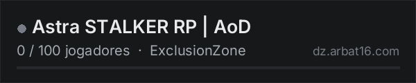 Astra STALKER RP | AoD na lista de servidores de DayZ da AR16