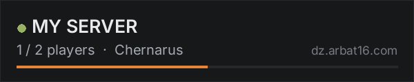 MY SERVER on the AR16 DayZ server list