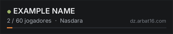 EXAMPLE NAME na lista de servidores de DayZ da AR16