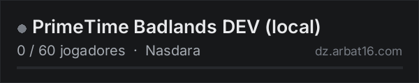 PrimeTime Badlands DEV (local) na lista de servidores de DayZ da AR16