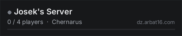 Josek's Server on the AR16 DayZ server list