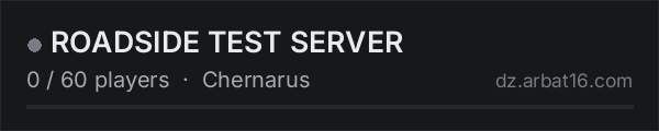 ROADSIDE TEST SERVER on the AR16 DayZ server list