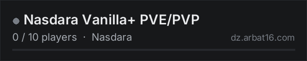 Nasdara Vanilla+ PVE/PVP on the AR16 DayZ server list