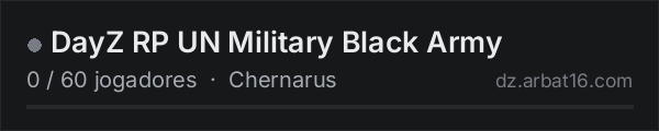 DayZ RP UN Military Black Army na lista de servidores de DayZ da AR16