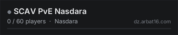 SCAV PvE Nasdara on the AR16 DayZ server list