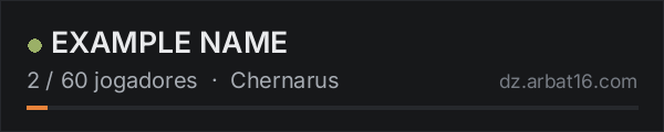 EXAMPLE NAME na lista de servidores de DayZ da AR16