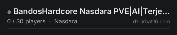 BandosHardcore Nasdara PVE|AI|Terje|Trader|Vehicles|Snafu on the AR16 DayZ server list