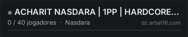 ACHARIT NASDARA | 1PP | HARDCORE | SURVIVAL na lista de servidores de DayZ da AR16
