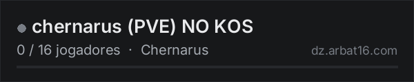chernarus (PVE) NO KOS na lista de servidores de DayZ da AR16