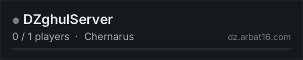 DZghulServer on the AR16 DayZ server list
