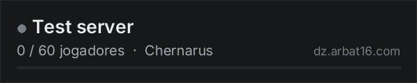 Test server na lista de servidores de DayZ da AR16