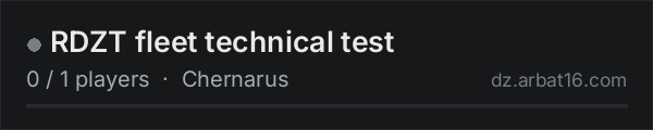 RDZT fleet technical test on the AR16 DayZ server list