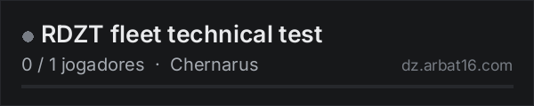 RDZT fleet technical test na lista de servidores de DayZ da AR16
