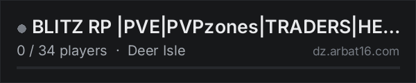 BLITZ RP |PVE|PVPzones|TRADERS|HELI|CARS on the AR16 DayZ server list