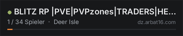 BLITZ RP |PVE|PVPzones|TRADERS|HELI|CARS in der DayZ-Serverliste von AR16