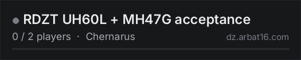 RDZT UH60L + MH47G acceptance on the AR16 DayZ server list
